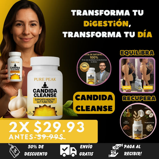2x1 Candida Cleanse – 120 cápsulas Elimina los hongos, inflamación y malestar intestinal
