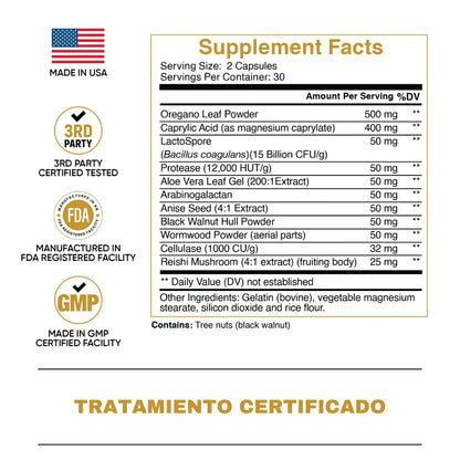 2x1 Candida Cleanse – 120 cápsulas Elimina los hongos, inflamación y malestar intestinal